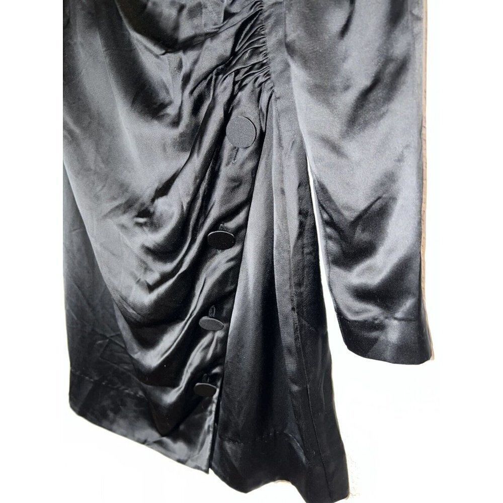 𝅺GRLFRND Button-front Mini Silky Dress NEW NWTS Long Sleeve Wrap Front Small D1 - Picture 3 of 8
